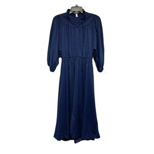 VTG‎ 70’s Dress Blue Prairie Cottagecore 3/4 Sleeves Elastic Waist